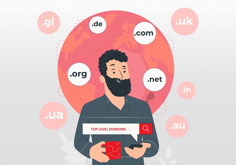 Man showcasing global TLDs search